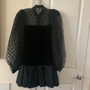 Dressy Velvet Satin Illusion Full Sleeve Dress